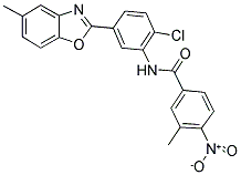 N-[2-CHLORO-5-(5-METHYL-BENZOOXAZOL-2-YL)-PHENYL]-3-METHYL-4-NITRO-BENZAMIDE 结构式