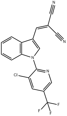 2-((1-[3-CHLORO-5-(TRIFLUOROMETHYL)-2-PYRIDINYL]-1H-INDOL-3-YL)METHYLENE)MALONONITRILE 结构式