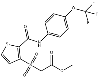 METHYL 2-[(2-([4-(TRIFLUOROMETHOXY)ANILINO]CARBONYL)-3-THIENYL)SULFONYL]ACETATE 结构式