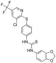 (BENZO[3,4-D]1,3-DIOXOLEN-5-YLAMINO)((4-(3-CHLORO-5-(TRIFLUOROMETHYL)(2-PYRIDYLTHIO))PHENYL)AMINO)METHANE-1-THIONE 结构式