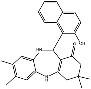 11-(2-Hydroxy-1-naphthyl)-3,3,7,8-tetramethyl-2,3,4,5,10,11-hexahydro-1H-dibenzo[b,e][1,4]diazepin-1-one 结构式