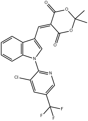 5-((1-[3-CHLORO-5-(TRIFLUOROMETHYL)-2-PYRIDINYL]-1H-INDOL-3-YL)METHYLENE)-2,2-DIMETHYL-1,3-DIOXANE-4,6-DIONE 结构式