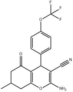 2-AMINO-7-METHYL-5-OXO-4-(4-(TRIFLUOROMETHOXY)PHENYL)-4,6,7,8-TETRAHYDRO2H-CHROMENE-3-CARBONITRILE 结构式