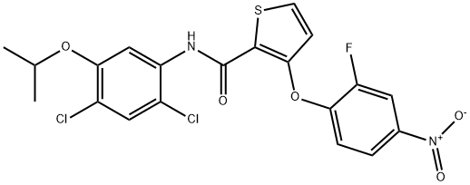 N-(2,4-DICHLORO-5-ISOPROPOXYPHENYL)-3-(2-FLUORO-4-NITROPHENOXY)-2-THIOPHENECARBOXAMIDE 结构式