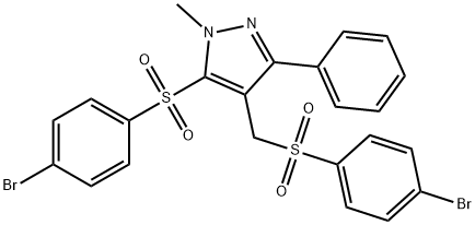 4-BROMOPHENYL 4-([(4-BROMOPHENYL)SULFONYL]METHYL)-1-METHYL-3-PHENYL-1H-PYRAZOL-5-YL SULFONE 结构式