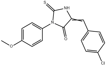 5-[(4-CHLOROPHENYL)METHYLENE]-3-(4-METHOXYPHENYL)-2-THIOXOTETRAHYDRO-4H-IMIDAZOL-4-ONE 结构式