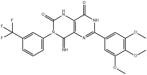 4-IMINO-3-(3-(TRIFLUOROMETHYL)PHENYL)-6-(3,4,5-TRIMETHOXYPHENYL)-1,3,7-TRIHYDRO-5,7-DIAZAQUINAZOLINE-2,8-DIONE 结构式