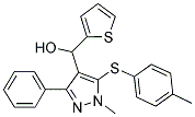 (1-METHYL-5-[(4-METHYLPHENYL)SULFANYL]-3-PHENYL-1H-PYRAZOL-4-YL)(2-THIENYL)METHANOL 结构式