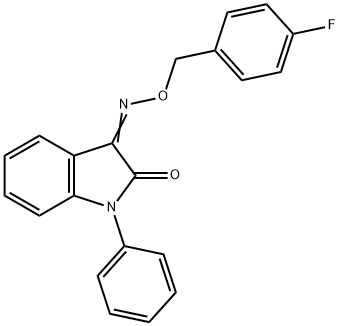 (Z)-3-(((4-氟苄基)氧基)亚氨基)-1-苯基二氢吲哚-2-酮 结构式