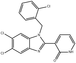 3-[5,6-DICHLORO-1-(2-CHLOROBENZYL)-1H-1,3-BENZIMIDAZOL-2-YL]-2(1H)-PYRIDINONE 结构式