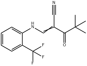 2-(2,2-DIMETHYLPROPANOYL)-3-((2-(TRIFLUOROMETHYL)PHENYL)AMINO)PROP-2-ENENITRILE 结构式