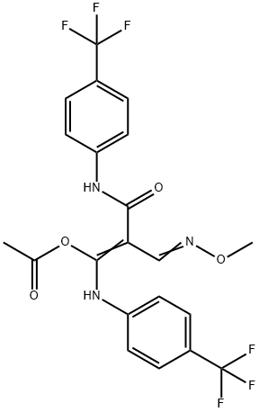 2-[(METHOXYIMINO)METHYL]-3-OXO-1,3-BIS[4-(TRIFLUOROMETHYL)ANILINO]-1-PROPENYL ACETATE 结构式