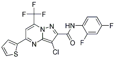 3-CHLORO-N-(2,4-DIFLUOROPHENYL)-5-THIEN-2-YL-7-(TRIFLUOROMETHYL)PYRAZOLO[1,5-A]PYRIMIDINE-2-CARBOXAMIDE 结构式