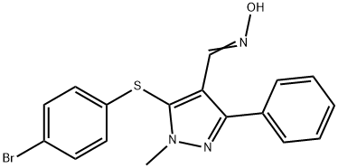 5-[(4-BROMOPHENYL)SULFANYL]-1-METHYL-3-PHENYL-1H-PYRAZOLE-4-CARBALDEHYDE OXIME 结构式