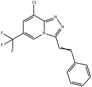 (E)-8-氯-3-苯乙烯基-6-(三氟甲基)-[1,2,4]三唑[4,3-A]吡啶 结构式