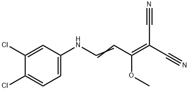 2-[3-(3,4-DICHLOROANILINO)-1-METHOXY-2-PROPENYLIDENE]MALONONITRILE 结构式
