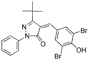 4-((3,5-DIBROMO-4-HYDROXYPHENYL)METHYLENE)-3-(TERT-BUTYL)-1-PHENYL-2-PYRAZOLIN-5-ONE 结构式