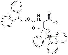 FMOC-BETA,BETA-DIMETHYL-CYS(TRT)-P-ALKOXYBENZYL ALCOHOL RESIN 结构式