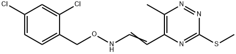 5-(2-([(2,4-DICHLOROBENZYL)OXY]AMINO)VINYL)-6-METHYL-3-(METHYLSULFANYL)-1,2,4-TRIAZINE 结构式