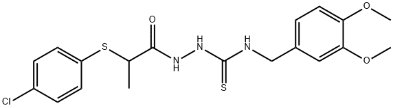 4-(3,4-DIMETHOXYBENZYL)-1-(2-(4-CHLOROPHENYLTHIO)PROPIONYL)THIOSEMICARBAZIDE 结构式