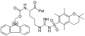 聚合物键合型 NΑ-FMOC-NΩ-(2,2,5,7,8-五甲基色满-6-磺酰基)-L-精氨酸 4-苄氧基苄酯 结构式