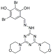 (E)-2,4-DIBROMO-6-((2-(4,6-DIMORPHOLINO-1,3,5-TRIAZIN-2-YL)HYDRAZONO)METHYL)BENZENE-1,3-DIOL 结构式