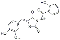 2-HYDROXY-N-[(5Z)-5-(4-HYDROXY-3-METHOXYBENZYLIDENE)-4-OXO-2-THIOXO-1,3-THIAZOLIDIN-3-YL]BENZAMIDE 结构式