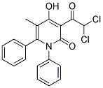 3-(2,2-DICHLOROACETYL)-4-HYDROXY-5-METHYL-1,6-DIPHENYL-1,2-DIHYDROPYRIDIN-2-ONE 结构式