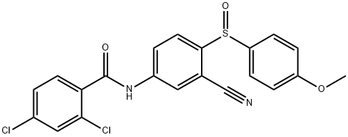 2,4-Dichloro-N-(3-cyano-4-[(4-methoxyphenyl)sulfinyl]phenyl)benzenecarboxamide 结构式