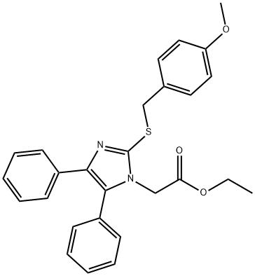 Ethyl 2-(2-[(4-methoxybenzyl)sulfanyl]-4,5-diphenyl-1H-imidazol-1-yl)acetate 结构式