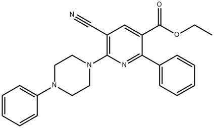 ETHYL 5-CYANO-2-PHENYL-6-(4-PHENYLPIPERAZINO)NICOTINATE 结构式