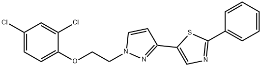 2,4-DICHLOROPHENYL 2-[3-(2-PHENYL-1,3-THIAZOL-5-YL)-1H-PYRAZOL-1-YL]ETHYL ETHER 结构式