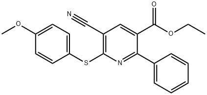 Ethyl 5-cyano-6-[(4-methoxyphenyl)sulfanyl]-2-phenylnicotinate 结构式