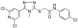 N1-(4-CHLOROPHENYL)-2-([5-(2,6-DICHLORO-4-PYRIDYL)-4-METHYL-4H-1,2,4-TRIAZOL-3-YL]THIO)ACETAMIDE 结构式