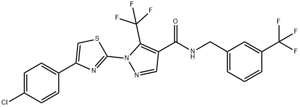 1-[4-(4-Chlorophenyl)-1,3-thiazol-2-yl]-5-(trifluoromethyl)-N-[3-(trifluoromethyl)benzyl]-1H-pyrazole-4-carboxamide 结构式