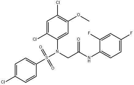 2-(N-(4-CHLOROPHENYLSULFONYL)-2,4-DICHLORO-5-METHOXYPHENYLAMINO)-N-(2,4-DIFLUOROPHENYL)ACETAMIDE 结构式