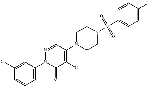 4-CHLORO-2-(3-CHLOROPHENYL)-5-(4-[(4-FLUOROPHENYL)SULFONYL]PIPERAZINO)-3(2H)-PYRIDAZINONE 结构式