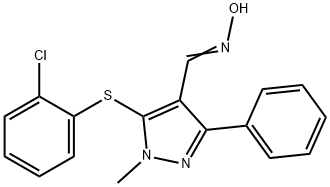 5-[(2-CHLOROPHENYL)SULFANYL]-1-METHYL-3-PHENYL-1H-PYRAZOLE-4-CARBALDEHYDE OXIME 结构式