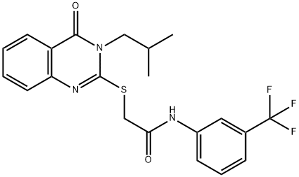 2-((3-异丁基-4-氧代-3,4-二氢喹唑啉-2-基)硫代)-N-(3-(三氟甲基)苯基)乙酰胺 结构式