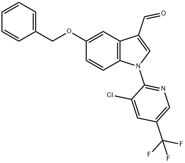 5-(BENZYLOXY)-1-[3-CHLORO-5-(TRIFLUOROMETHYL)-2-PYRIDINYL]-1H-INDOLE-3-CARBALDEHYDE 结构式