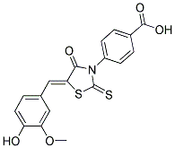 4-[(5Z)-5-(4-HYDROXY-3-METHOXYBENZYLIDENE)-4-OXO-2-THIOXO-1,3-THIAZOLIDIN-3-YL]BENZOIC ACID 结构式