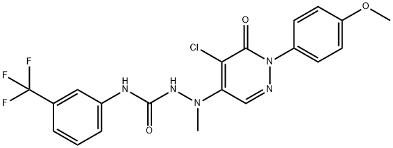 2-(5-氯-1-(4-甲氧基苯基)-6-氧代-1,6-二氢哒嗪-4-基)-2-甲基-N-(3-(三氟甲基)苯基)肼-1-甲酰胺 结构式