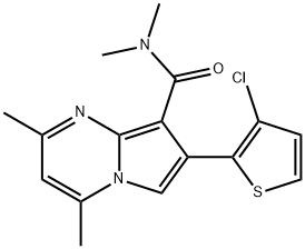 7-(3-CHLORO-2-THIENYL)-N,N,2,4-TETRAMETHYLPYRROLO[1,2-A]PYRIMIDINE-8-CARBOXAMIDE 结构式