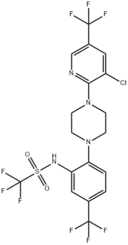 N-[2-(4-[3-Chloro-5-(trifluoromethyl)-2-pyridinyl]piperazino)-5-(trifluoromethyl)phenyl](trifluoro)methanesulfonamide 结构式