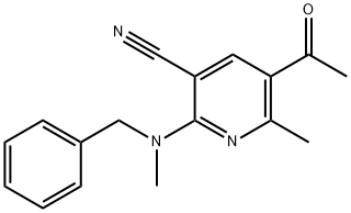 5-ACETYL-2-[BENZYL(METHYL)AMINO]-6-METHYLNICOTINONITRILE 结构式