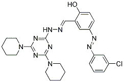 4-((E)-(3-CHLOROPHENYL)DIAZENYL)-2-((E)-(2-(4,6-DI(PIPERIDIN-1-YL)-1,3,5-TRIAZIN-2-YL)HYDRAZONO)METHYL)PHENOL 结构式