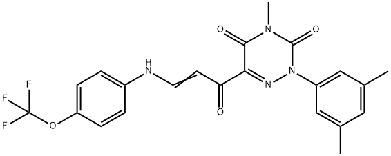 2-(3,5-DIMETHYLPHENYL)-4-METHYL-6-(3-[4-(TRIFLUOROMETHOXY)ANILINO]ACRYLOYL)-1,2,4-TRIAZINE-3,5(2H,4H)-DIONE 结构式