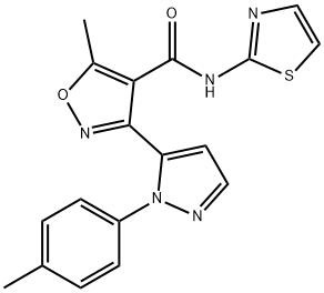 5-METHYL-3-[1-(4-METHYLPHENYL)-1H-PYRAZOL-5-YL]-N-(1,3-THIAZOL-2-YL)-4-ISOXAZOLECARBOXAMIDE 结构式