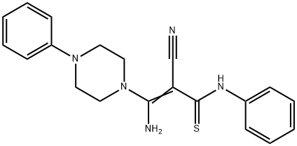 3-AMINO-2-CYANO-N-PHENYL-3-(4-PHENYLPIPERAZINO)-2-PROPENETHIOAMIDE 结构式