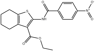 ETHYL 2-((4-NITROPHENYL)CARBONYLAMINO)-4,5,6,7-TETRAHYDROBENZO[B]THIOPHENE-3-CARBOXYLATE 结构式